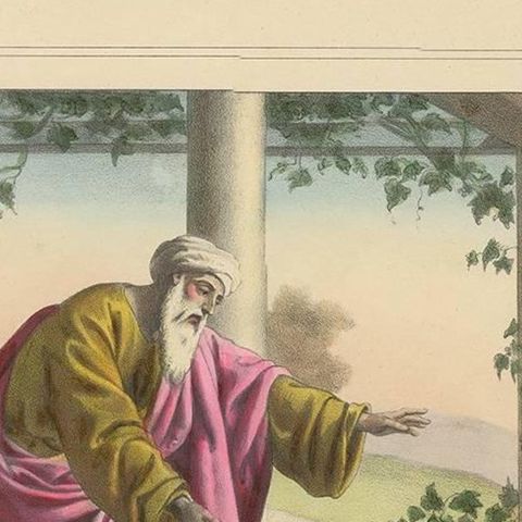 Antique Religious Print 'No. 14' The Prodigal Son, circa 1840, close-up 1