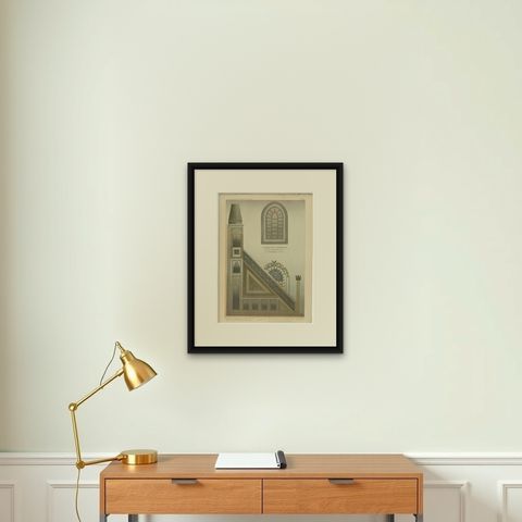 Islamic Architectural Print, Sultan Selim II Mosque Minbar, Istanbul, 1924, shown framed on a wall, true to size