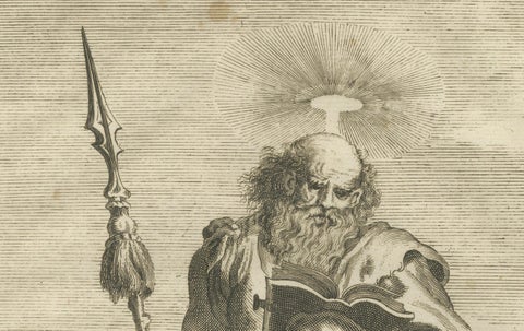 St. Matthias Apostle, Chosen in Acts I, Engraving c.1735, close-up 5