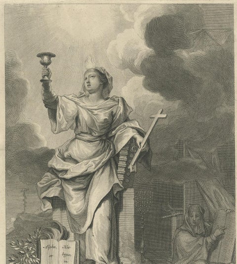 Antique Religious Print 'The Law is Given by Moses' by A. Calmet, 'circa 1725', view 3