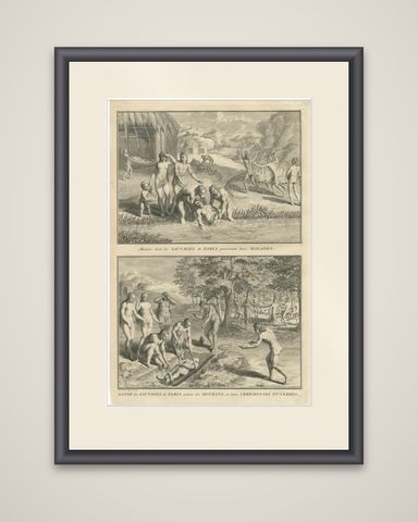 Healing and Funeral Rituals of the Paria Natives, imagined in 1734, shown framed