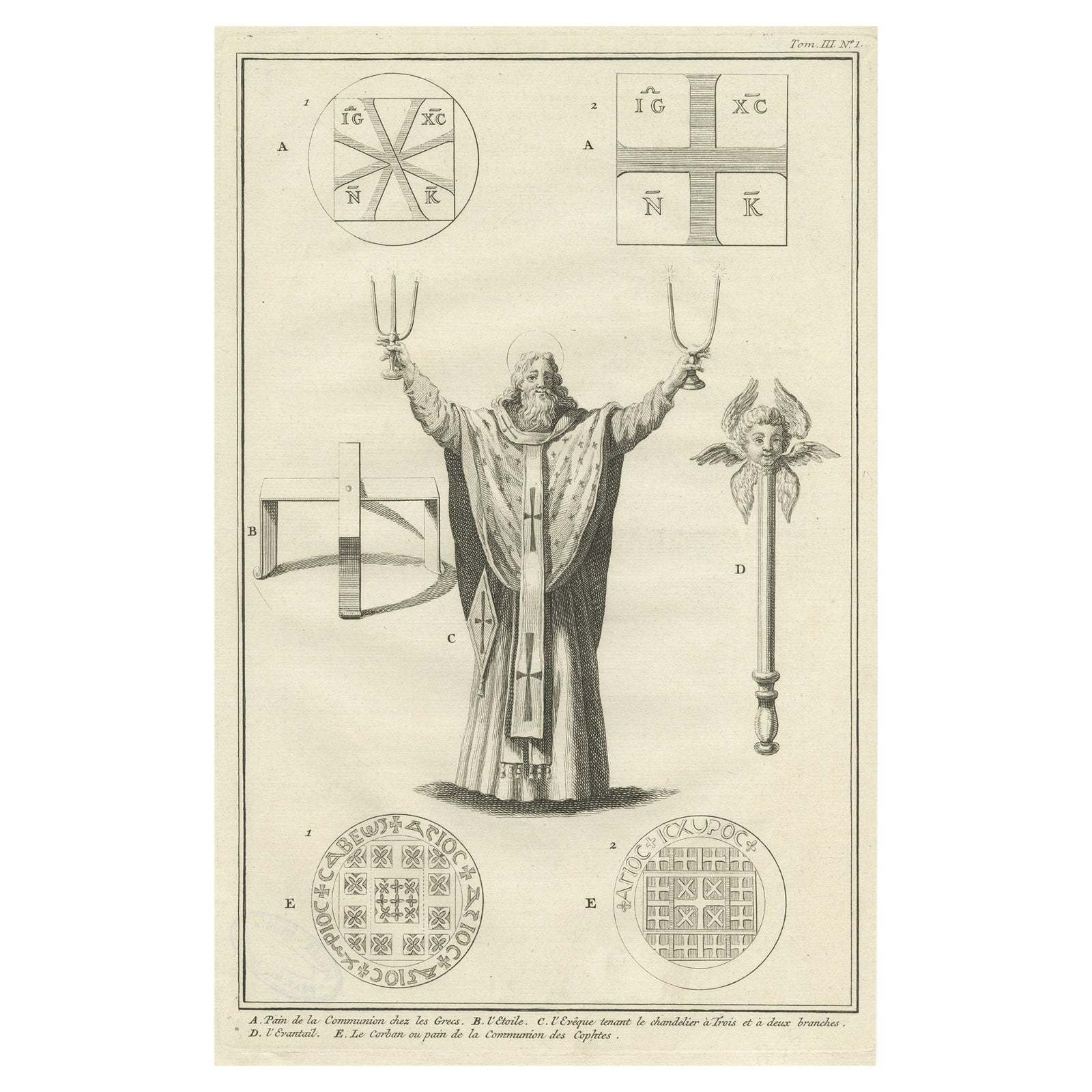 Antique Engraving of Greek Religious Ceremonies, ca.1730