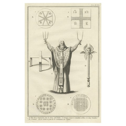 Antique Engraving of Greek Religious Ceremonies, ca.1730