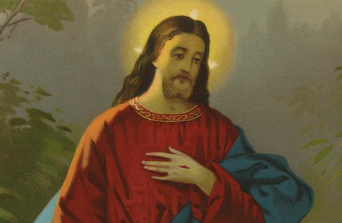 Jesus Appears to Mary Magdalene, Antique German Chromolithograph, c. 1895, close-up 1