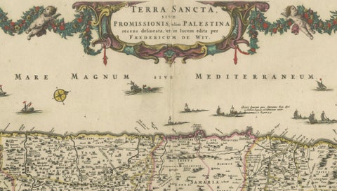 Frederic de Wit Map of Palestine, Terra Sancta, Amsterdam c.1670, close-up 2