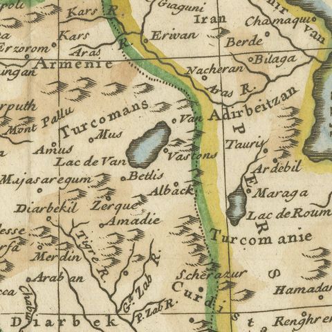Antique Turkey in Asia Map with Cyprus and the Holy Land, circa 1760, close-up 5