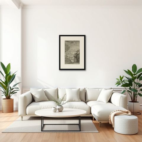 Antique Print of Bartholomew the Apostle, 1762, shown framed in a room, true to size