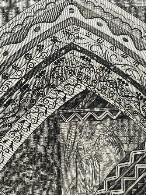 Inside View of Magdalen Chapel, Engraving of Medieval Gothic Interior, 1790, view 6