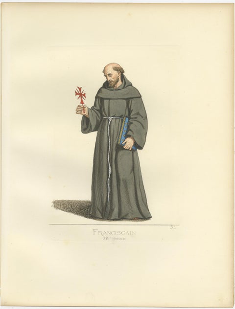 Antique Print of a Franciscan Monk by Bonnard, '1860', view 2