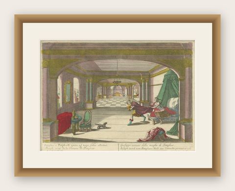 Optical Print of Joseph Tempted by Potiphar’s Wife, 1770, Dramatic Bible Scene, shown framed
