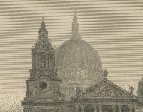 St Paul's Cathedral, the West Front, London, 1804, close-up 2