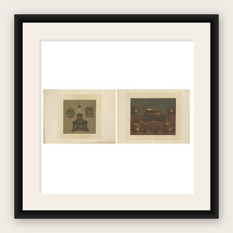 Pair of Chromolithographs of Bavarian Royal Chapel Objects, 1874, shown framed