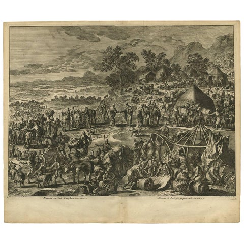 Antique Bible Print of Abram from the Biblia Sacra, 1743