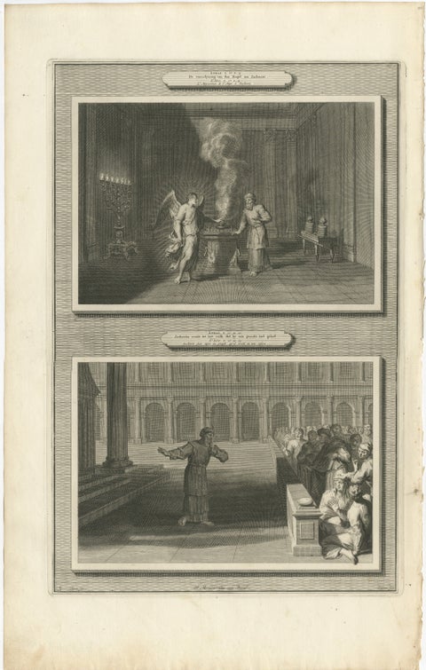 Angel Appears to Zechariah & Zechariah Struck Mute, Pieter Mortier, ca. 1700, view 2