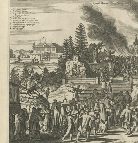 Antique Print of a Japanese Funeral Ceremony, close-up 2