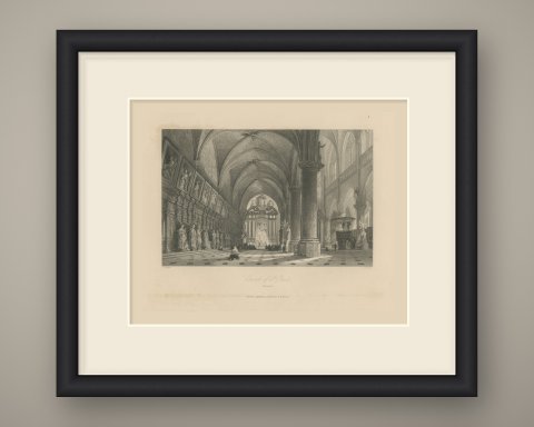 Church of St. Paul, Antwerp, Interior, Steel Engraving after T. Allom, c. 1850, shown framed