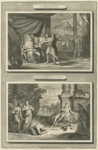 Job Hears of His Losses and Job Visited by His Friends, Mortier, circa 1700