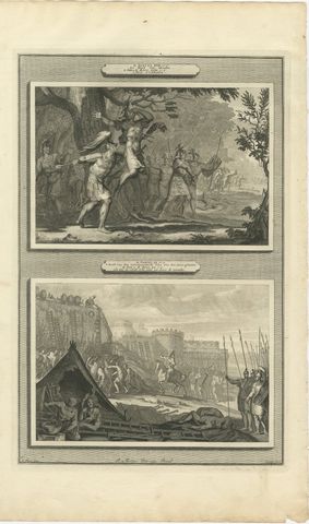Death of Absalom and the Head of Sheba over the Wall, Pieter Mortier, circa 1700