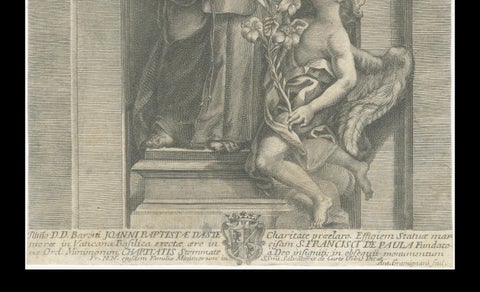 Saint Francis of Paola, engraving by Antonio Gramignani, Rome, 17th century, close-up 2