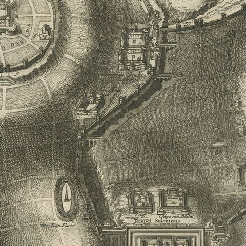 Plan of Ancient Jerusalem, Cornelis de Bruijn’s Engraved City View c.1698, close-up 2