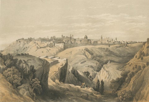 19th-Century Chromolithograph of Jerusalem, View from the Road to Bethany, 1862, close-up 3