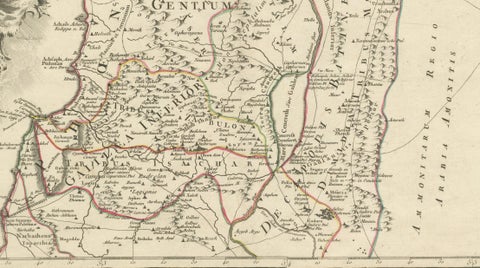 Antique Holy Land Map, Terrae Sanctae Tabula, Guillaume De L’Isle, 1782, close-up 3