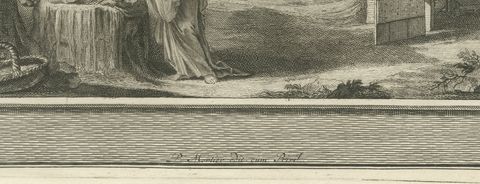 Jael Kills Sisera and the Calling of Gideon, Mortier Bible circa 1700, close-up 1