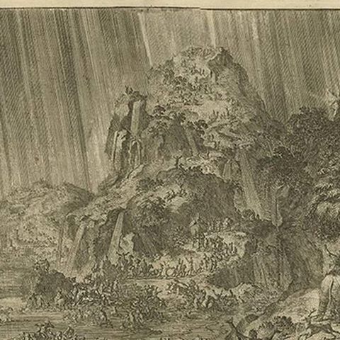 Antique Bible Print The great Flood by J. Luyken, 1743, close-up 1