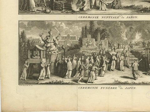 Antique Print of Japanese Wedding and Funeral Ceremonies by B. Picart, c.1730, view 4