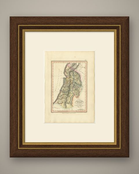 Antique Map of Solomon's Purveyorships in Israel, Wyld, 1823, shown framed