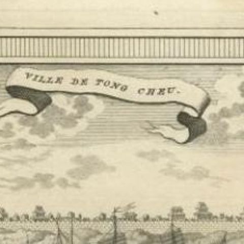 Antique Print of Tongzhou and a Pilgrimage by Van Schley, 1749, close-up 1