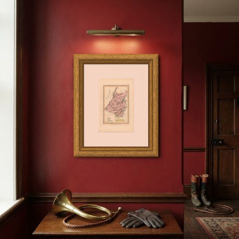 Antique Map of the Tribe of Simeon and the South Country, Wyld, 1823, shown framed on a wall, true to size