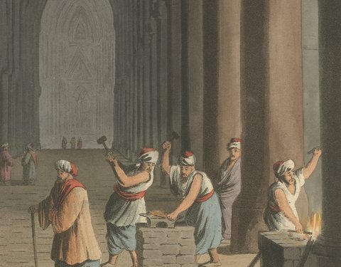 Cathedral at Tortosa, Gothic Interior in Syria, Antique Aquatint, 1810, close-up 1