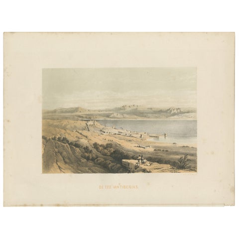1862 Chromolithograph of the Sea of Tiberias, Biblical Landscape in Israël