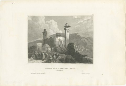 Hebron and the Tomb of Abraham, Antique View with Minarets, circa 1850, view 2