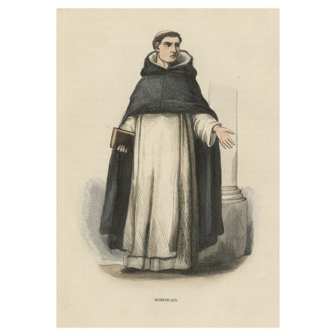 Antique Print of a Dominican Monk, 1845
