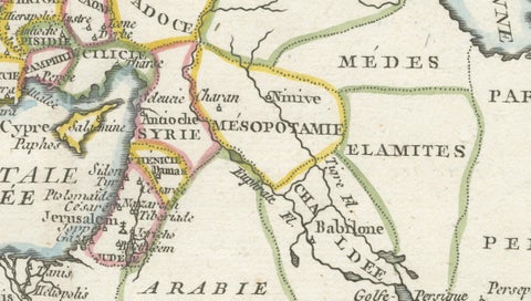 New Testament Holy Land Map with Jerusalem Plan, French, c.1779, close-up 2