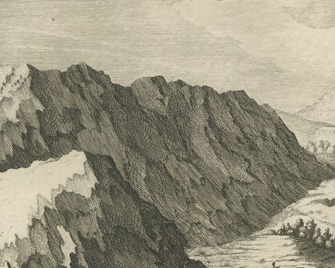 Mount Sinai Monastery from the Second Viewpoint, Antique Print, 1776, close-up 2