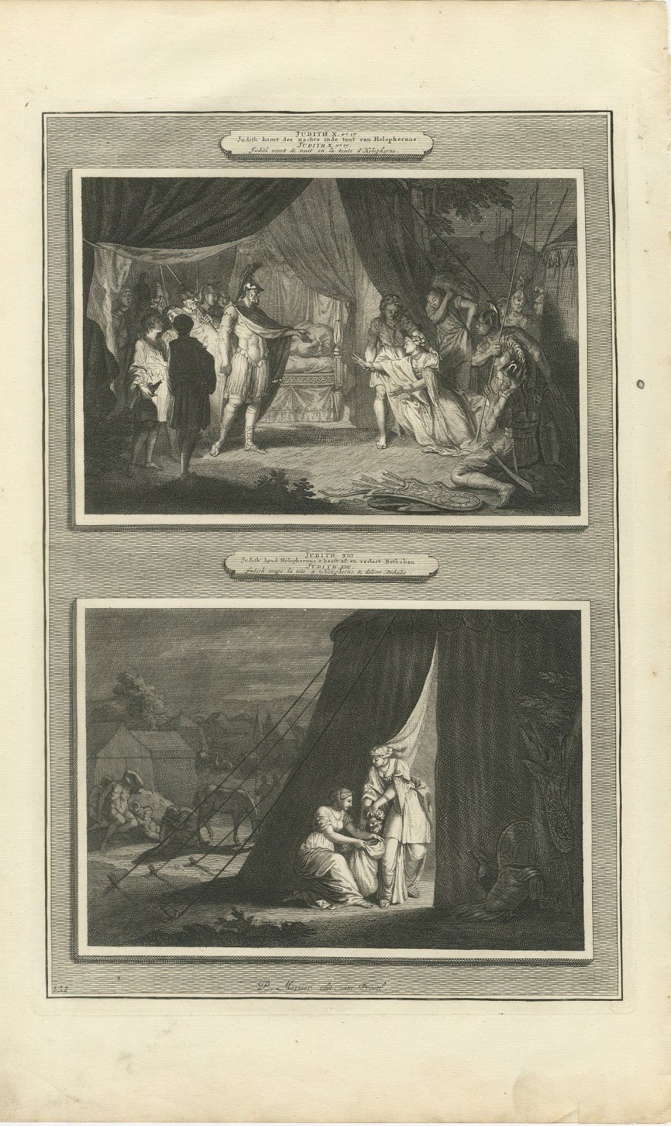 Judith Before Holofernes and Judith Beheads Holofernes, Mortier circa 1700
