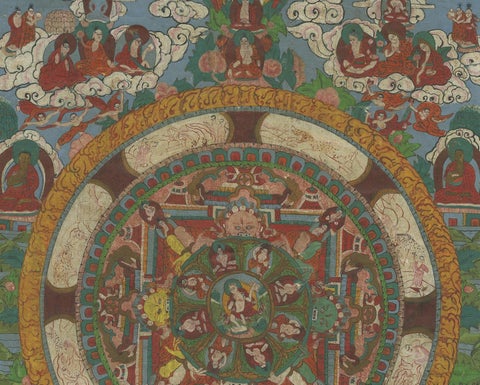 Hand Painted Mandala Thangka, circa 1920, view 3