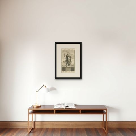 St. Matthias Apostle, Chosen in Acts I, Engraving c.1735, shown framed on a wall, true to size