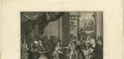 Antique Bible Print of Solomon's Judgement Made after B. Picart, 1728, view 4