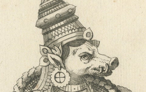 Historic 1806 Varaha Vishnu Boar Avatar Antique Print, Hindu Engraving, close-up 4