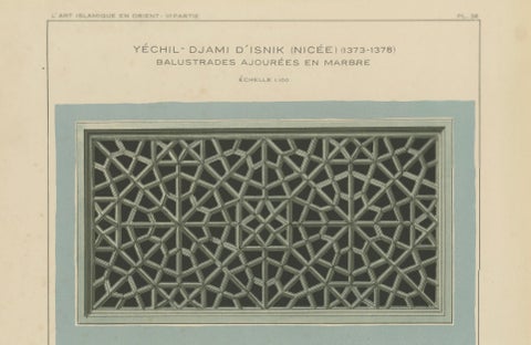 Antique Ottoman Marble Balustrades Print, Yeşil Mosque, İznik, Raymond, 1924, close-up 2
