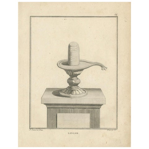 1806 Engraving: Sacred Lingam, Symbol of Shiva in Hindu Worship