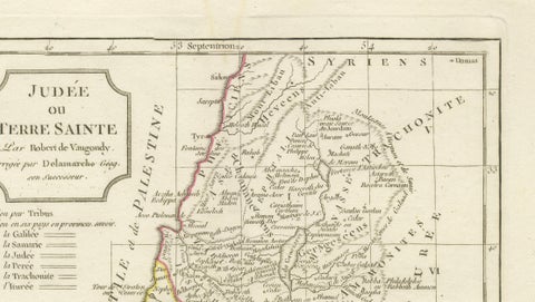 Antique Holy Land Map, Judée ou Terre Sainte, Robert de Vaugondy, 1806, close-up 6