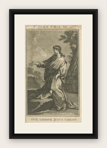 Jesus “I Am the Way”, John XIV Antique Engraving, c.1735, shown framed