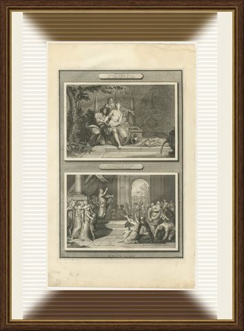 Susanna and the Elders and Susanna Delivered by Daniel, Mortier, circa 1700, shown framed