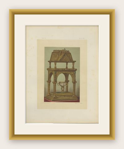Sacred Splendor of the Reiche Kapelle Munich, Antique Chromolithograph, 1874, shown framed