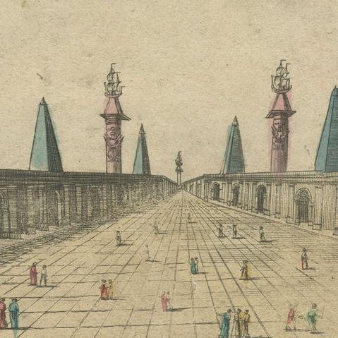 Antique Print of the Prophet's Mosque or Al-Masjid an-Nabawī in Medina, close-up 1